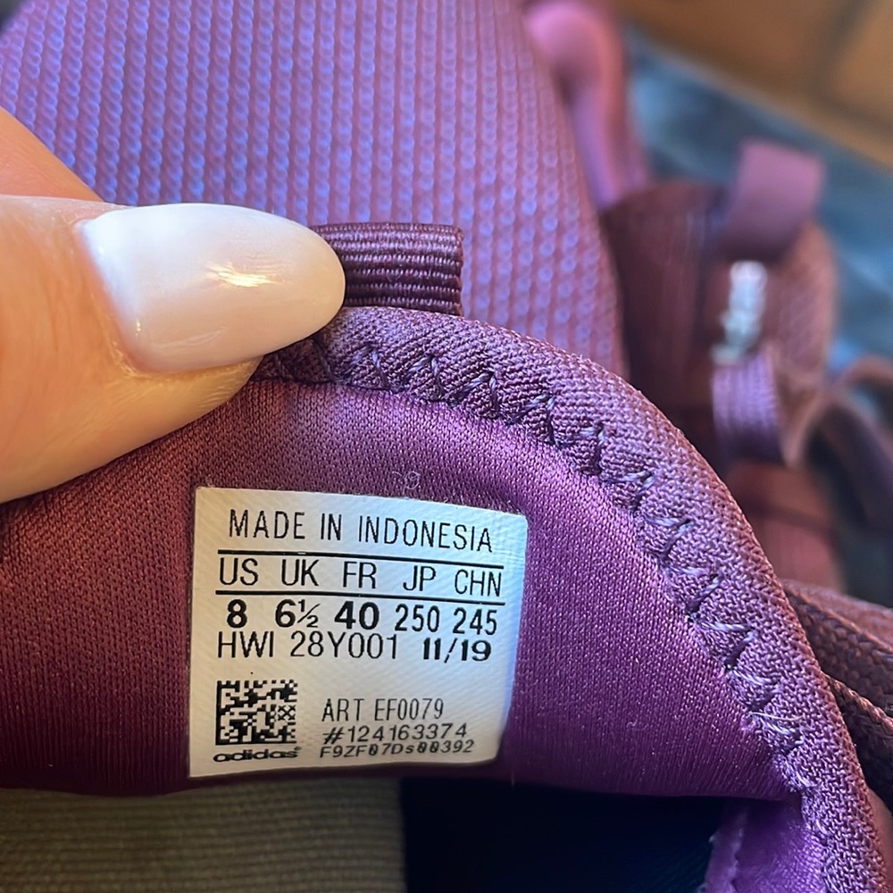 Adidas Cloudfoam Burgundy Sneakers, Size 8, Lightly Worn, with glitter stripes